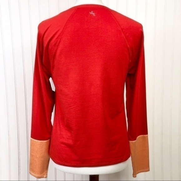 Joy Lab Long Sleeve top Glitter cuff Red Orange - Picture 2 of 8